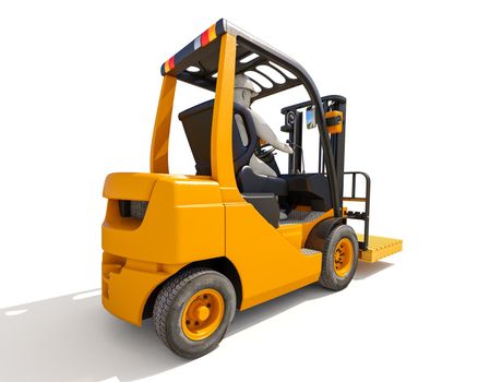 3d render: Yellow Forklift Truck Shot on White Background