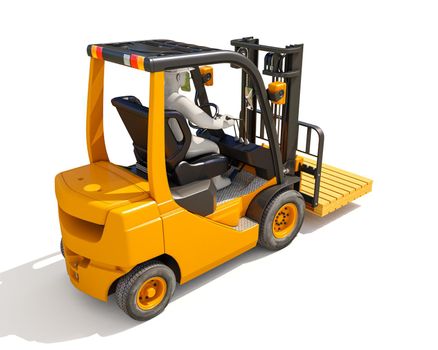 3d render: Yellow Forklift Truck Shot on White Background