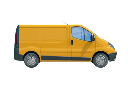 3d render: Yellow Delivery Van Icon: Transporting Service, Freight, Packages Shipment