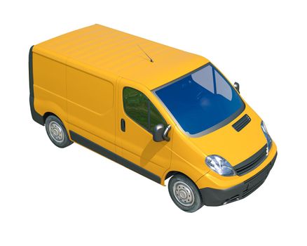 3d render: Yellow Delivery Van Icon: Transporting Service, Freight, Packages Shipment
