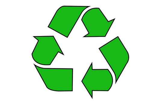 Green recycle sign isolated on a white background. PNG file with transparent background