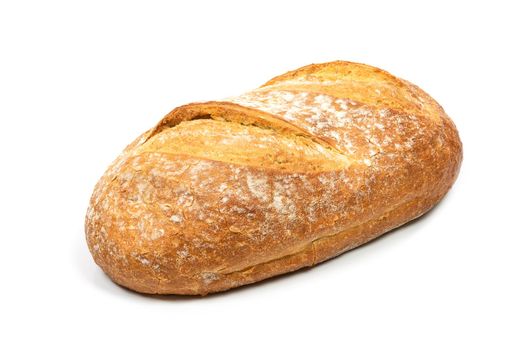 Fresh loaf bread isolated on a white background in close-up ( high details)