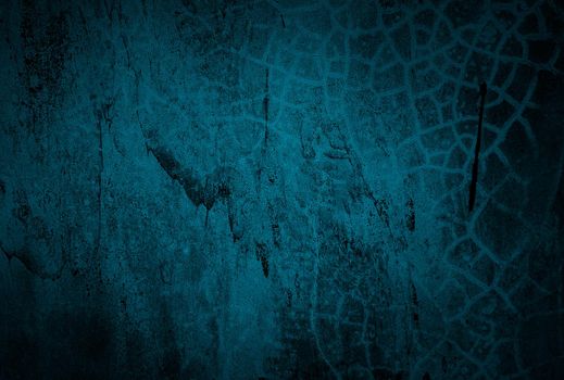 Vintage grunge blue concrete texture studio wall background with vignette