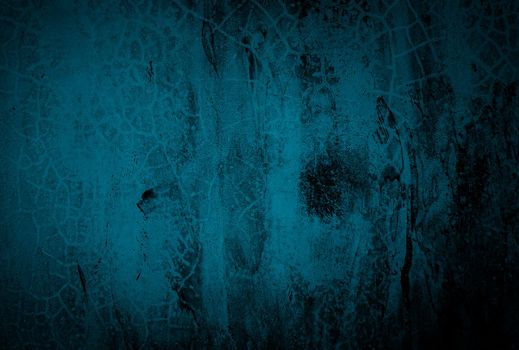 Vintage grunge blue concrete texture studio wall background with vignette