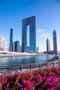 Jan 22, 2021, Dubai,UAE. Beautiful view of the Blue water residences and skyscrapers at the dubai marina captured from the Ain Dubai, Blue water islands, Dubai , UAE.