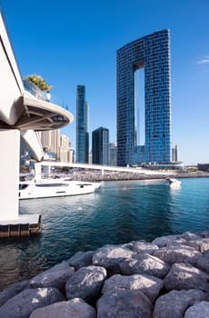 Jan 22, 2021, Dubai,UAE. Beautiful view of the Blue water residences and skyscrapers at the Dubai marina captured from the Ain Dubai, Blue water islands, Dubai , UAE.