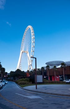 Jan 22, 2021, Dubai,UAE. Beautiful view of Dubai eye with tourists and visitors captured at the Ain Dubai in Blue water islands, Dubai , UAE.