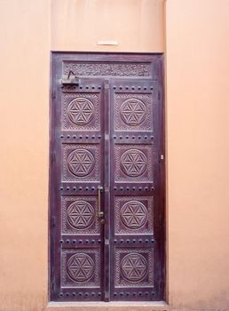 Feb 27th, 2021, Bur Dubai, UAE. View of a old Vintage door at the Grand Mosque captured at Bur Dubai, UAE.