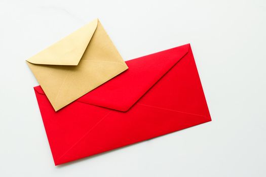 Communication, newsletter and business concept - Envelopes on marble background, message