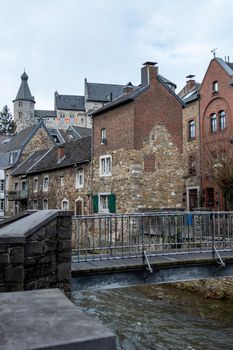 View at the old town and the castle in the background in Stolberg, Eifel, Germnay