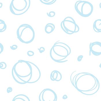 Seamless endless pattern of hand drawn circles in blue color for fabric sites etc