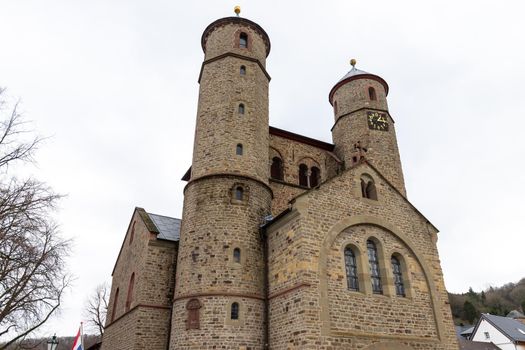 View at the church Stiftskirche St. Chrysanthus and Daria in Bad Muenstereifel, Germany