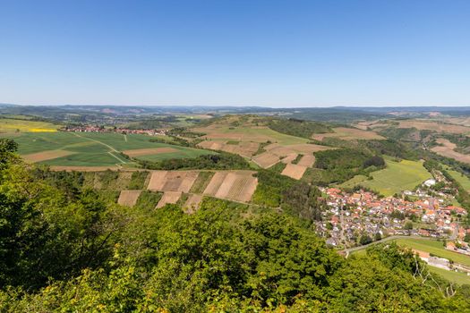 High angle view from the Lemberg of Oberhausen at river Nahe, Rhineland-Palatinate, Germany