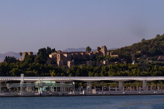 Waterfront of Malaga's Port With Alcazaba Palace in the Background