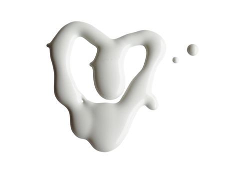 Heart shape made of white cream on a white background, can be used as mayonnaise too. Clipping Path included