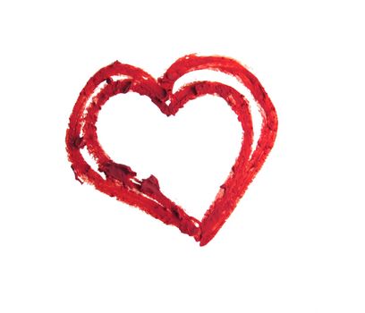 smashed red heart shape isolated on white background