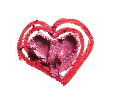 smashed red and pink heart shape isolated on white background