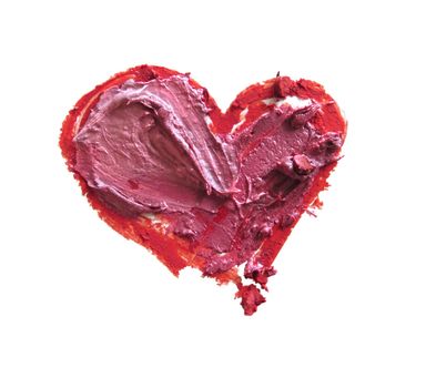 smashed red and pink heart shape isolated on white background