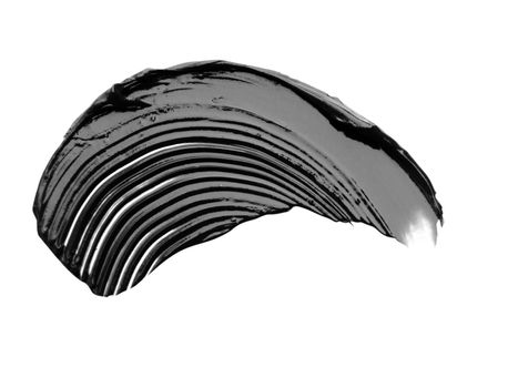 Black mascara shapes on white background