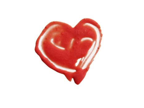 smashed red heart shape isolated on white background