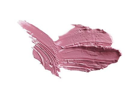 close up of a smudged lipstick on white background