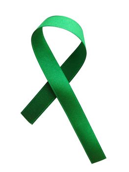 Green ribbon awareness isolated on white background. Clipping Path included