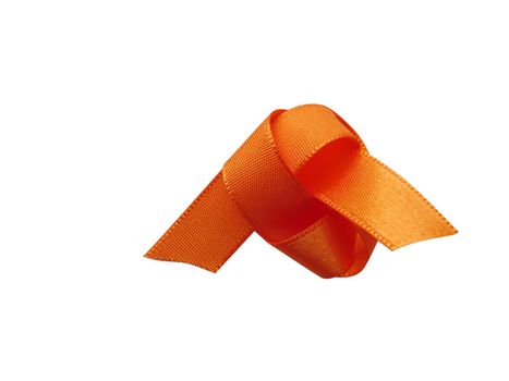 Orange ribbon over white background, design element. Clipping Path included