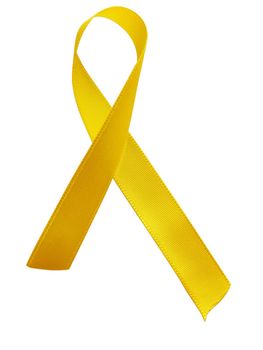 Yellow ribbon awareness isolated on white background. Clipping Path included