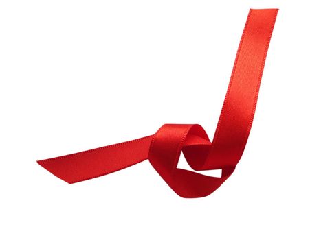 Red ribbon over white background, design element. Clipping Path included
