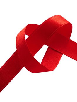 Valentine Heart Red Silk Ribbon Love Symbol design element. Clipping Path included