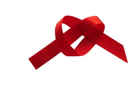 Valentine Heart Red Silk Ribbon Love Symbol design element. Clipping Path included