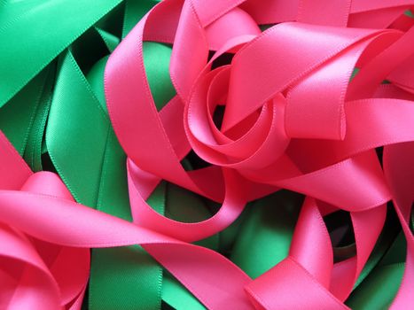 Colorful ribbons over white background, design element.