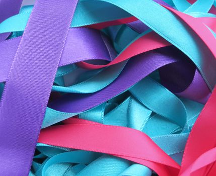 Colorful ribbons over white background, design element.