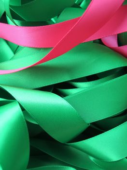 Colorful ribbons over white background, design element.