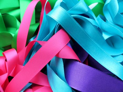 Colorful ribbons over white background, design element.