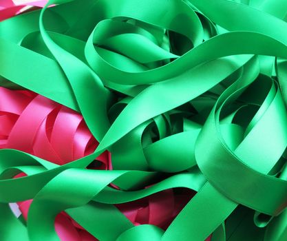 Colorful ribbons over white background, design element.