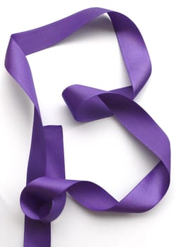 Purple ribbon over white background, design element. Clipping Path included