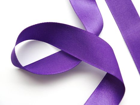 Purple ribbon over white background, design element. Clipping Path included