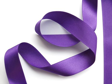 Purple ribbon over white background, design element. Clipping Path included