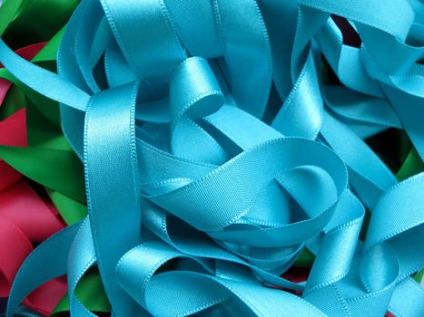 Colorful ribbons over white background, design element.