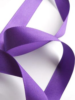 Purple ribbon over white background, design element. Clipping Path included