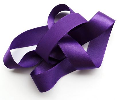 Purple ribbon over white background, design element. Clipping Path included