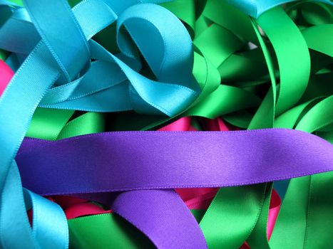 Colorful ribbons over white background, design element.