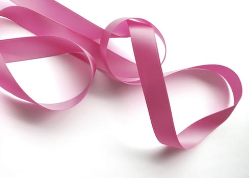 Pink ribbon over white background, design element. Clipping Path included