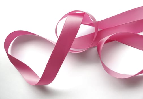 Pink ribbon over white background, design element. Clipping Path included