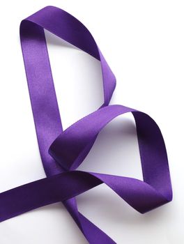 Purple ribbon over white background, design element. Clipping Path included