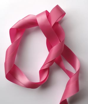 Pink ribbon over white background, design element. Clipping Path included