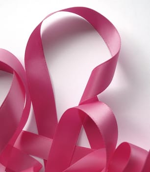 Pink ribbon over white background, design element. Clipping Path included