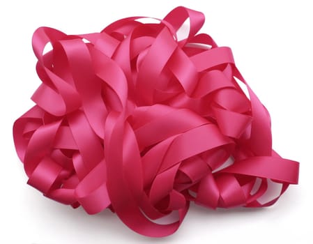 Pink ribbon over white background, design element. Clipping Path included