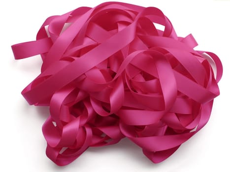 Pink ribbon over white background, design element. Clipping Path included